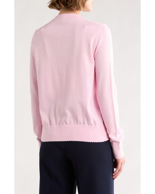 Brooks Brothers Pink Scalloped Cotton Cardigan