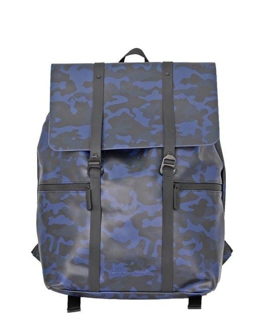 Duchamp Blue Foldover Rubberized Backpack for men