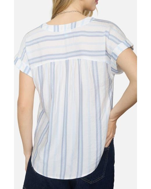 Blu Pepper White Stripe Split Neck Top