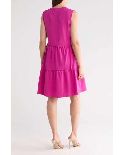 DKNY Pink Sleeveless Stretch Cotton Dress