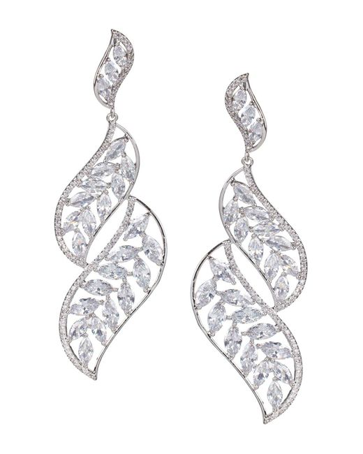CZ by Kenneth Jay Lane Metallic Marquise Cz Leaf Drop Earrings In Clear/silver At Nordstrom Rack