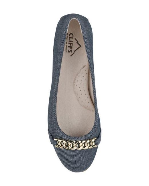 White Mountain Blue Chain Detail Slip-On Flats