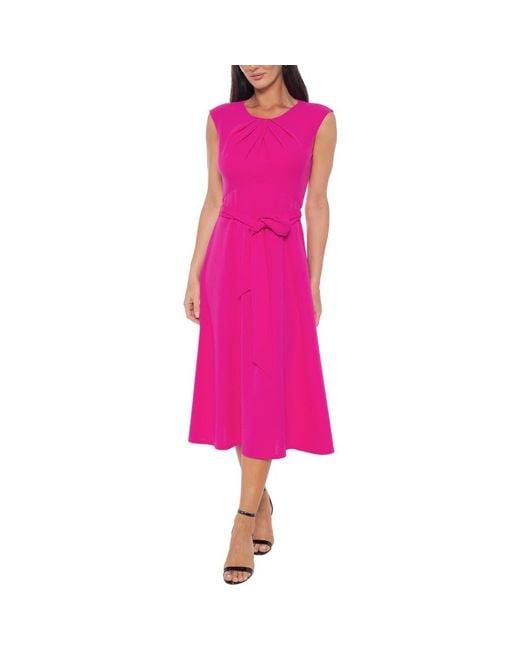 Marina Women's Pink Scuba Knit Fit & Flare Midi Dress Marina Women's Pink Scuba Knit Fit & Flare Midi Dress