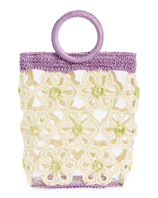 Lele Sadoughi Pink Marigold Crochet Trim Top-handle Bag