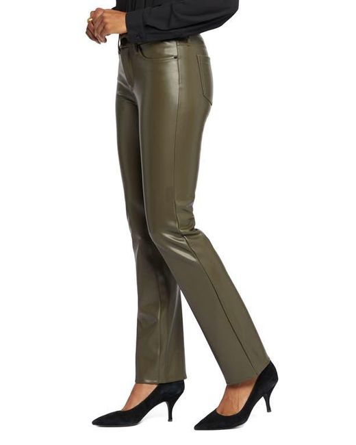 NYDJ Green Marilyn Faux Leather Straight Leg Pants
