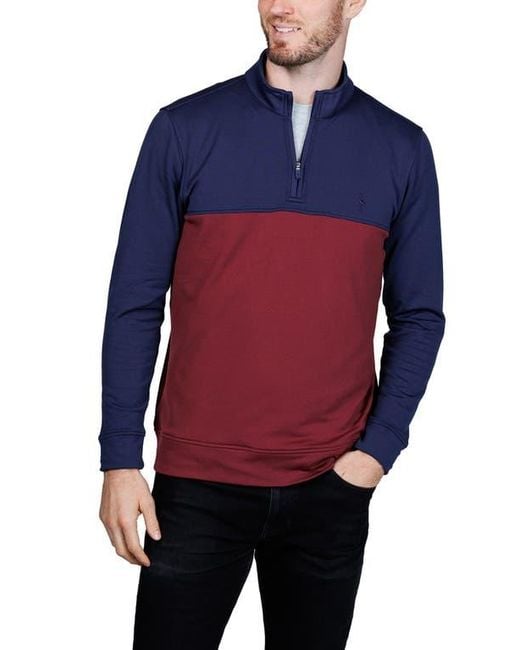 Tailorbyrd Blue Quarter Zip Performance Pullover for men