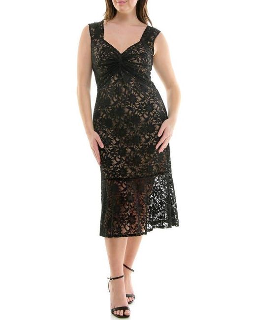 alc satin and lace dress A.L.C. Women's Luna Satin and Lace Midi Dress Cocoa/Black