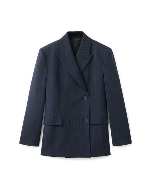 Mango Blue Selection Pinstripe Double Breasted Blazer