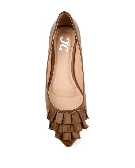 Journee Collection Brown Wide-Width Ruffle Pointed Flats