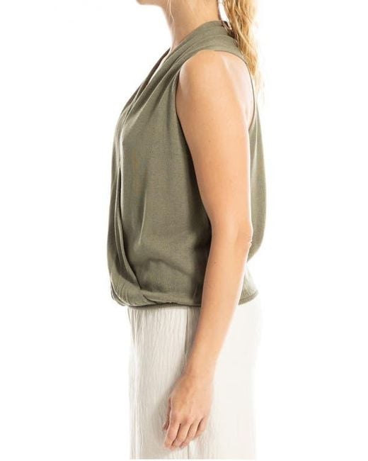 Max Studio Green Drape Front Top