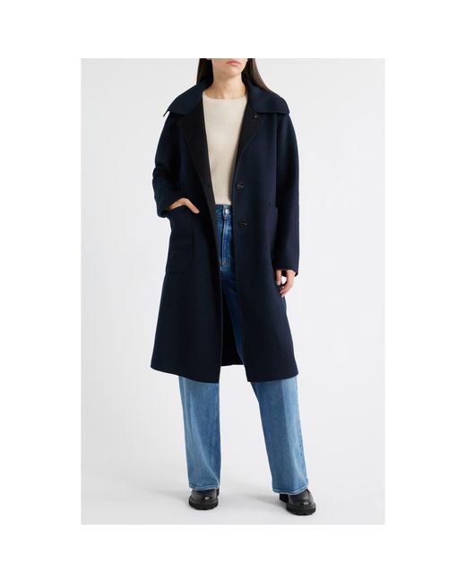 Bernardo Blue Brushed Double Face Overcoat