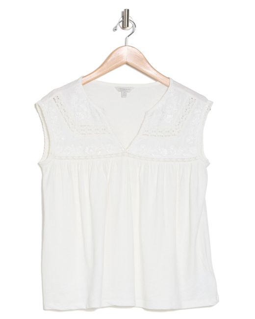 Lucky Brand White Lace Inset Top