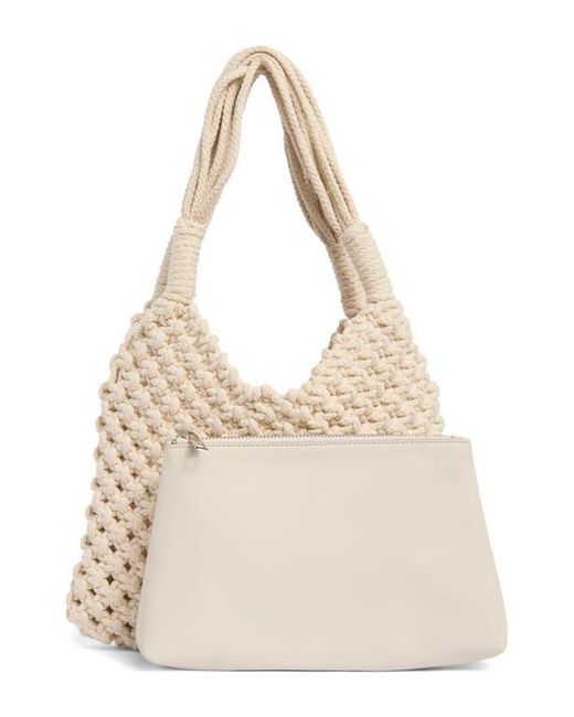 BCBGMAXAZRIA Natural Woven Shoulder Bag With Removable Pouch