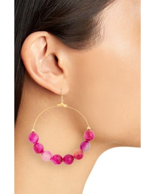 Kenneth Jay Lane Pink Agate Beaded Circle Drop Earrings