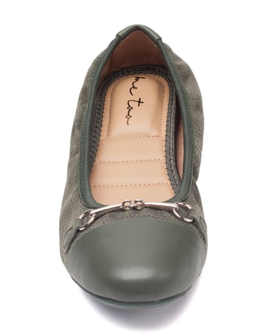 Me Too Multicolor Brielle Cap Toe Perforated Ballet Flat In Dark Moss Suede At Nordstrom Rack