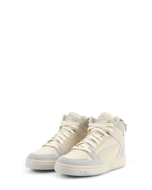 PUMA White Rebound Layup Bling High Top Sneaker