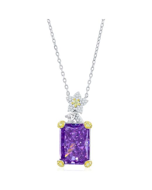 Suzy Levian Purple Gala Firework Pendant Necklace