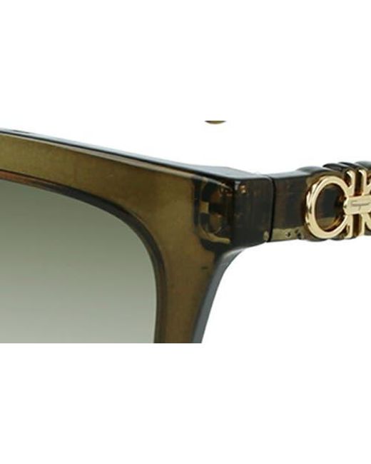 Ferragamo Green Gancini 54Mm Rectangular Sunglasses