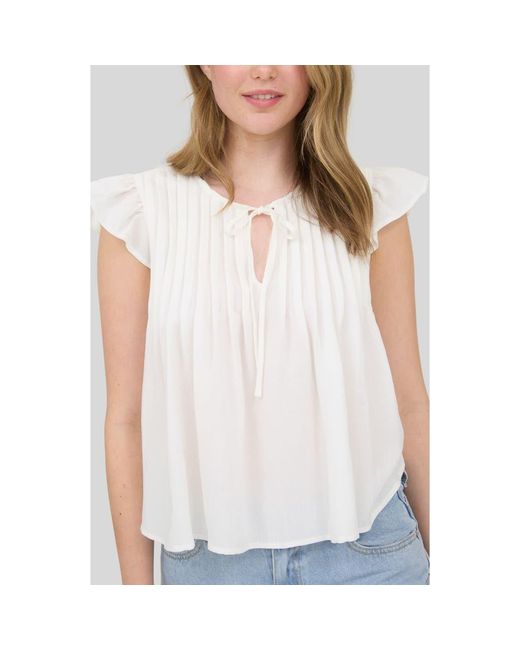 Blu Pepper White Pin Tuck Pleat Ruffle Top