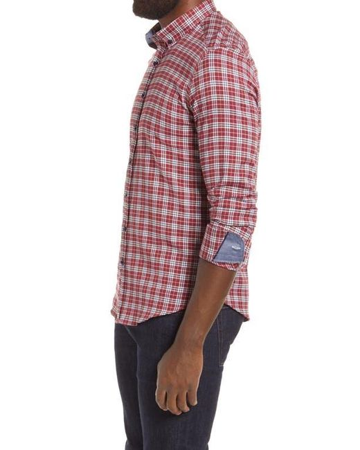 Stone Rose Red Dry Touch Microdot Performance Plaid Button-Down Shirt for men