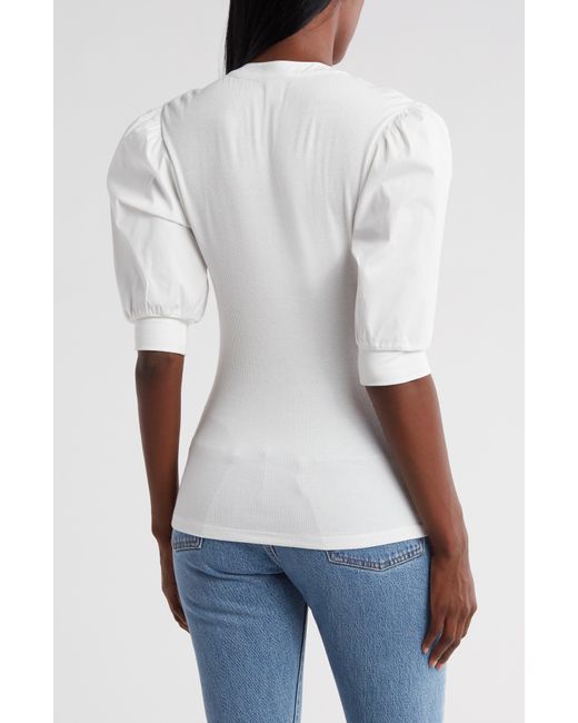 Melrose and Market White Puff Sleeve Knit Top