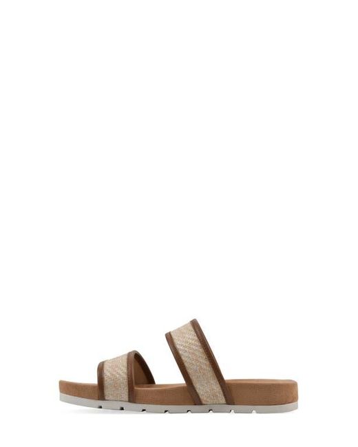 White Mountain Brown Tropical Slide Sandal