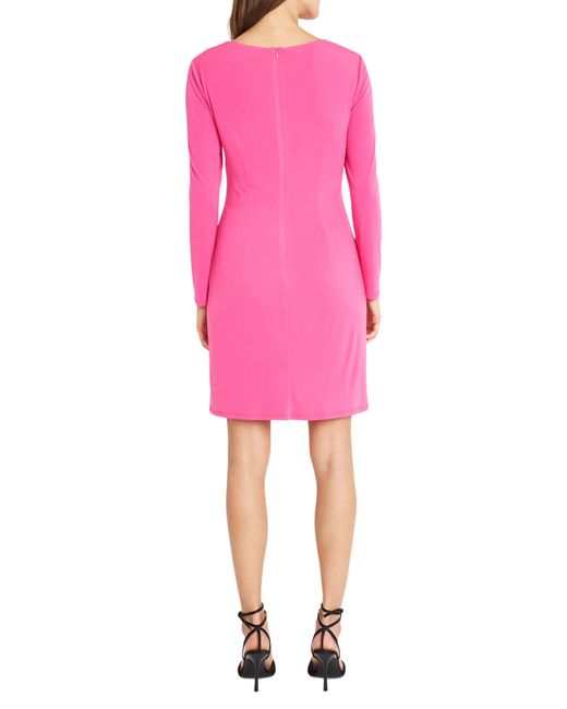 DONNA MORGAN FOR MAGGY Pink O-ring Long Sleeve Dress