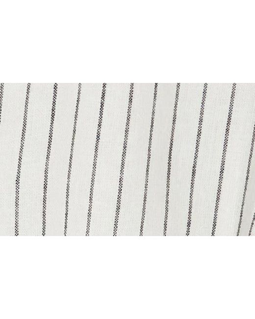 Sanctuary White Baja Stripe Short Sleeve Linen Blend Button-up Top