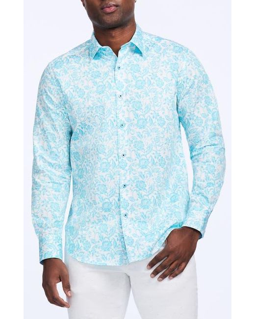 Robert Graham Blue Caledon Cotton Button-Up Shirt for men