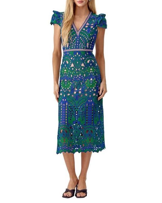 Adelyn Rae Lace Midi Dress in Blue
