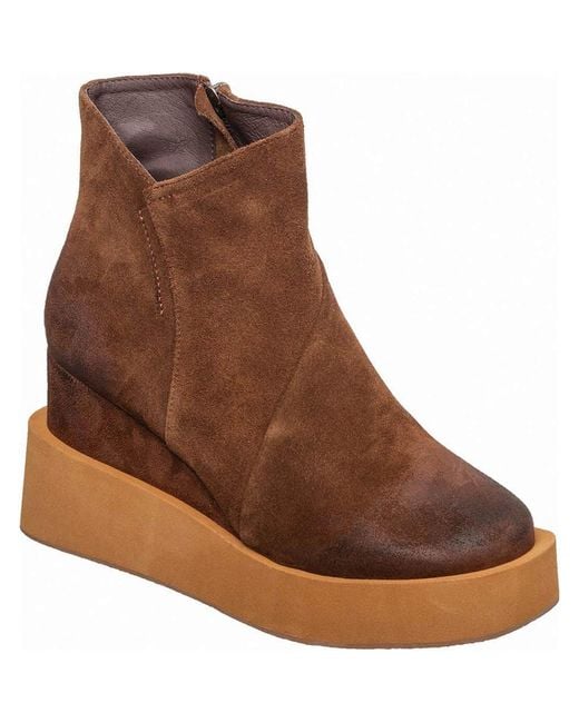 Antelope Brown Suede Platform Wedge Boot