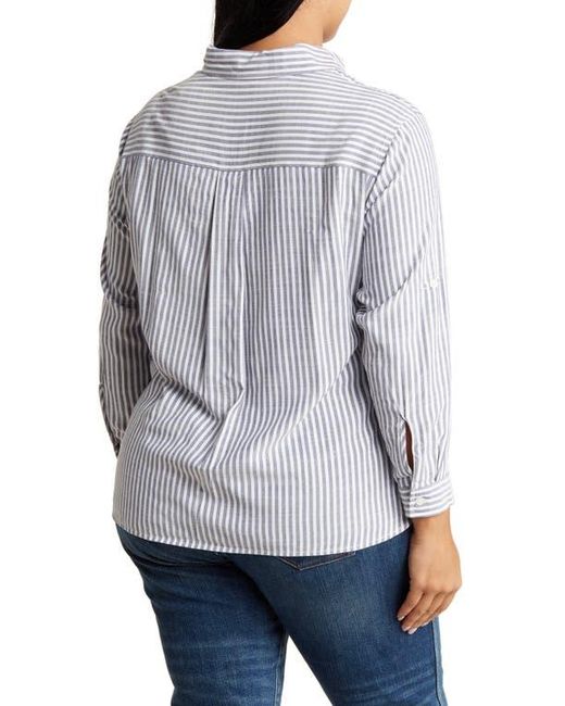 Max Studio Gray Stripe Popover Tunic