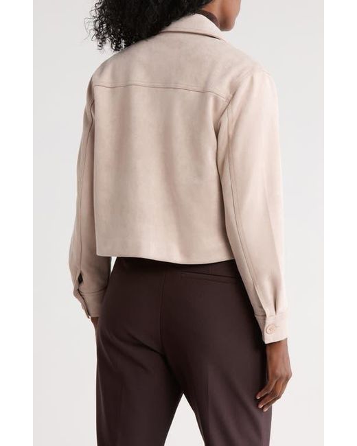 Tahari Natural Crop Faux Suede Jacket