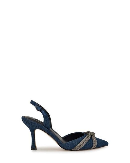 Nine West Blue Deby Pointed Toe Slingback Pump