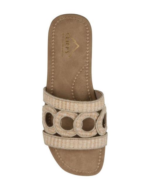 White Mountain Brown Fraly Raffia Slide Sandal