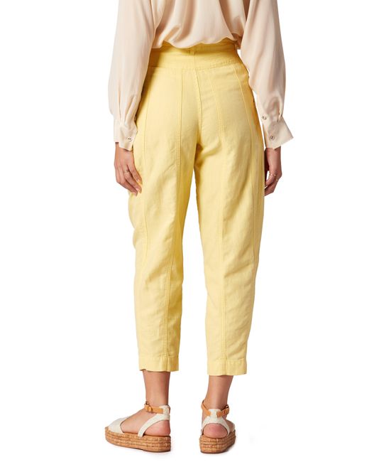 Joie Yellow Nat Cotton & Linen Crop Pants