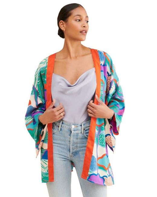 Saachi Multicolor Blob Pattern Ruana