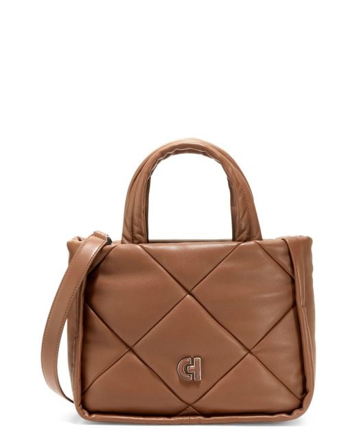 Cole Haan Brown Puff Quilted Leather Tote