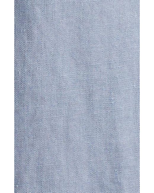 Nordstrom Blue Solid Short Sleeve Linen Button-Up Shirt for men
