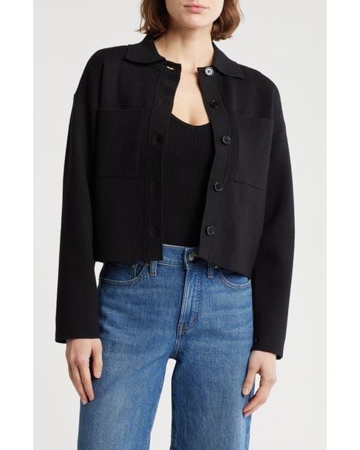 Love By Design Black Kogan Collared Crop Sweater Jacket