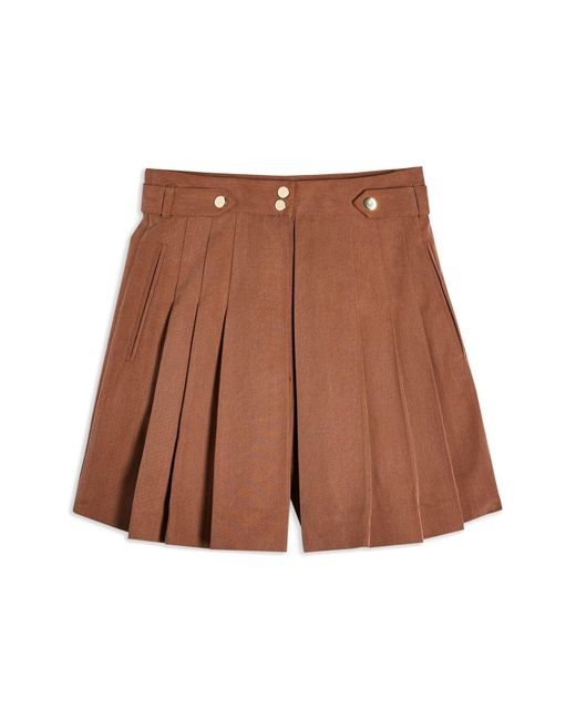 TOPSHOP Cotton Idolpleated Shorts in Taupe (Brown) - Save 51% - Lyst
