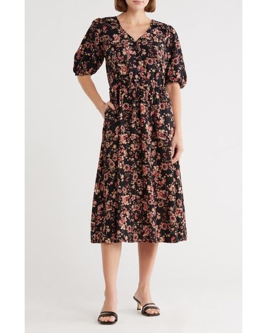 Melrose and Market Multicolor Ruffle Yoke Midi Dress