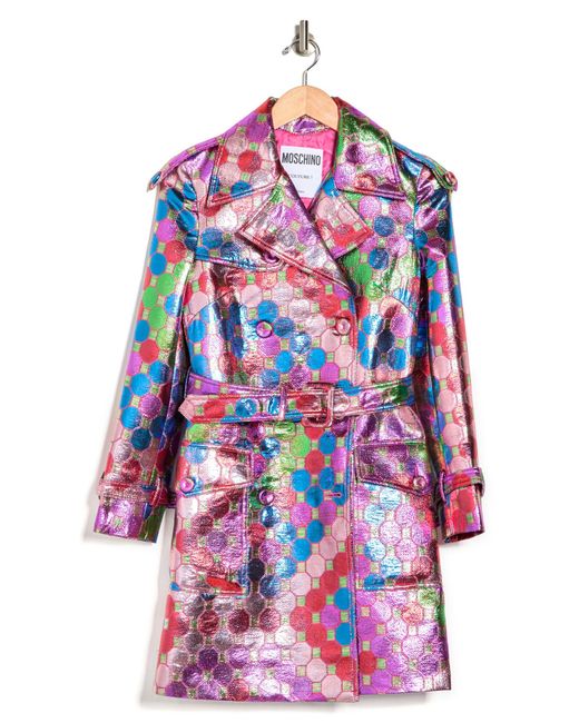 Moschino Multicolor Notch Collar Printed Long Jacket In Multi At Nordstrom Rack