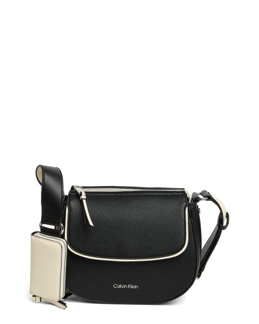 Calvin Klein Bella Rocky Road Leather Messenger Bag in Black Lyst