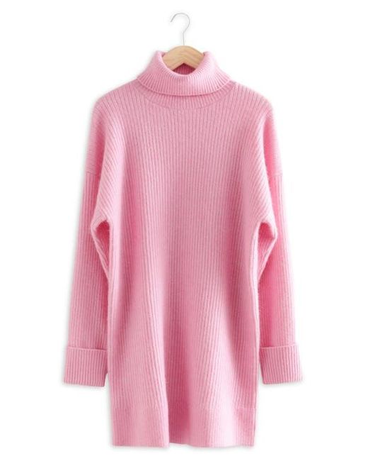 Other Stories Women's Pink Oversized Turtleneck Sweater