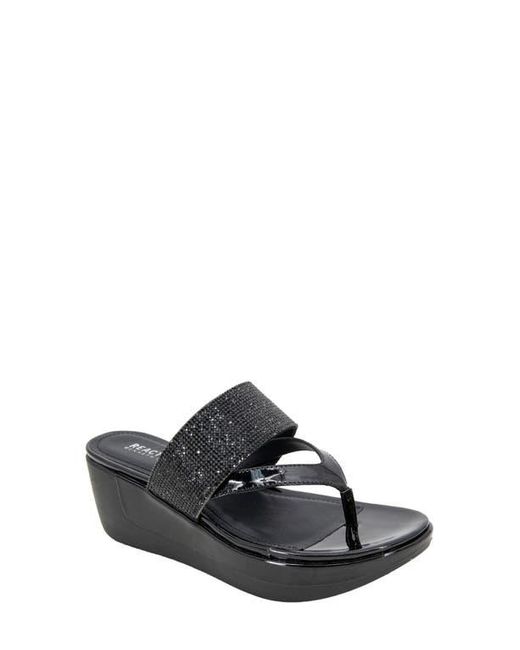 Kenneth Cole Black Pepea Crystal Platform Wedge Sandal