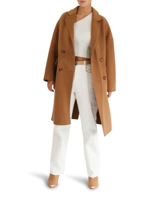 Belle & Bloom Brown Amnesia Oversize Double Breasted Wool Blend Coat