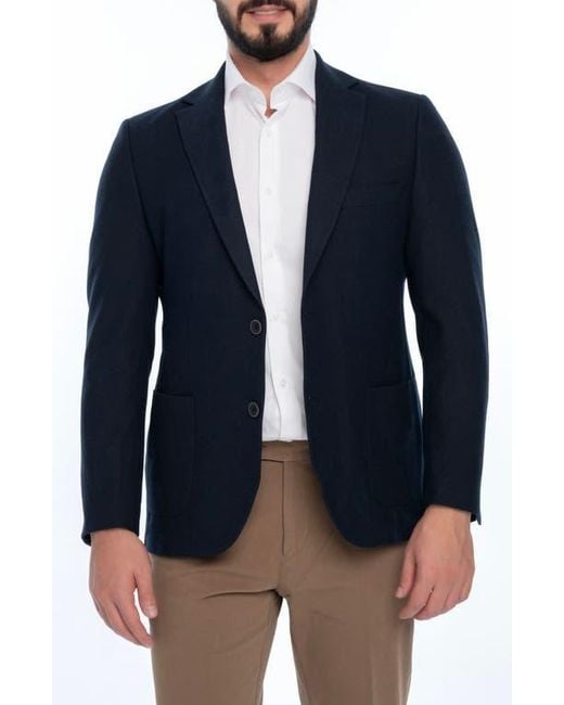 VELLAPAIS Blue Solid Sport Coat for men