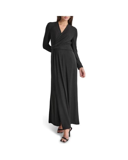 chinese dress ladies Donna Karan New York Black Knit Dress with Waist Tie, Small – Ian Drummond  Vintage main image 1