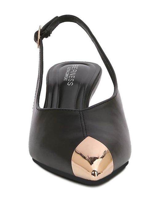 BERNESS Black Vianna Cap Toe Slingback Pump